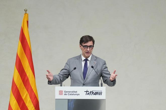 El presidente de la Generalitat Salvador Illa durante un acto de recibimiento de los jueces de paz el 10 de mayo de 2025, en Barcelona. (Archivo)