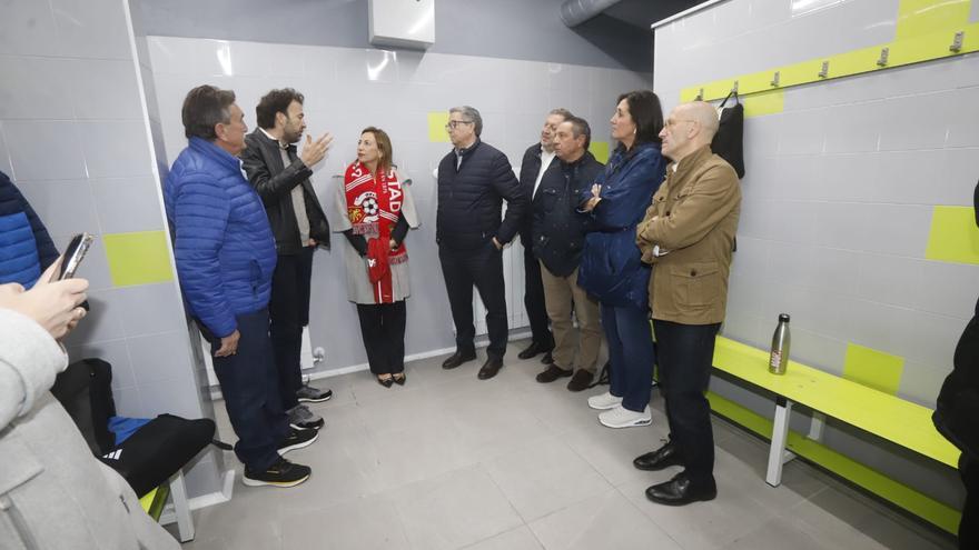 La alcaldesa Natalia Chueca, Iván Azón, Marc Aguado y Pau Sans inauguran los nuevos vestuarios de la UD Amistad