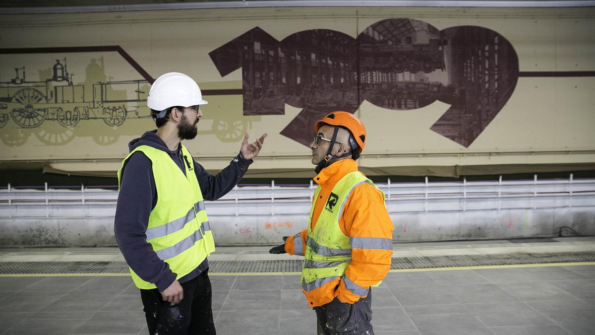 El mural ferroviario más grande de España, en la estación de Rodalies de Sant Andreu