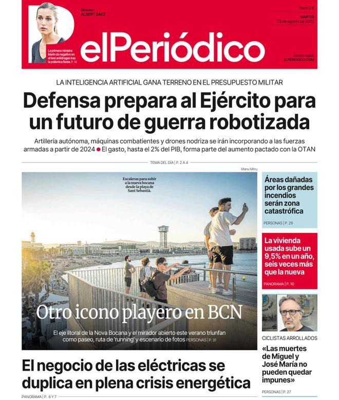 La portada d’EL PERIÓDICO del 23 d’agost del 2022