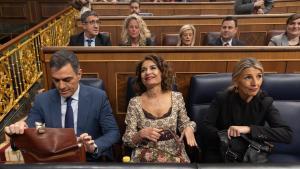 Pedro Sánchez, María Jesús Montero y Yolanda Díaz, la semana pasada en el Congreso.