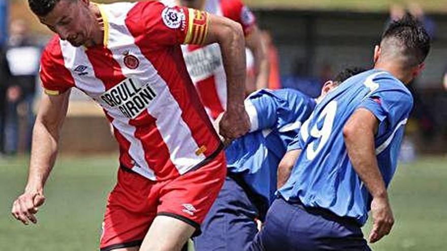 Sergi Murga, en un partit de lliga amb el Girona C.