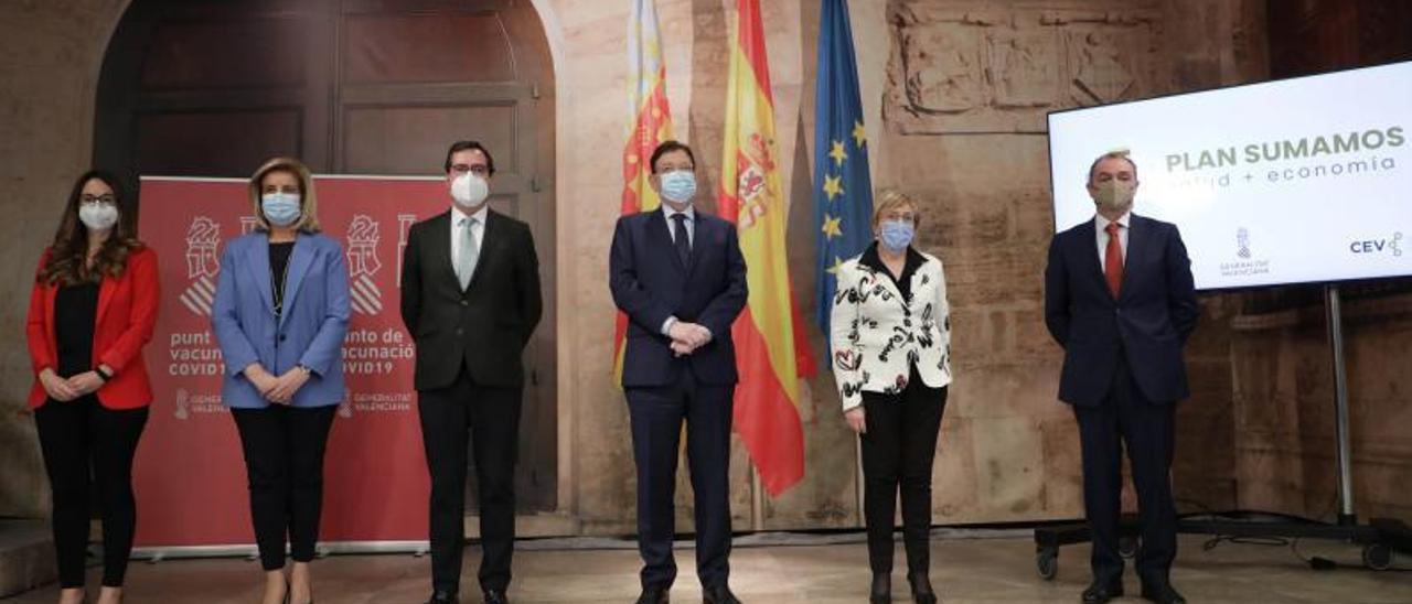 Zulima Pérez, Fátima Báñéz, Antonio Garamendia, Ximo Puig, Ana Barceló y Salvador Navarro. | INFORMACIÓN