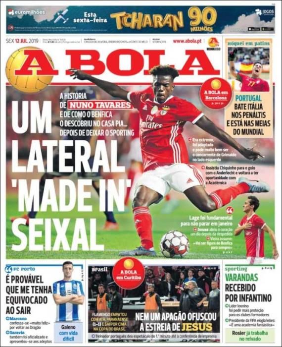 Portada A BOLA viernes 12 julio 2019