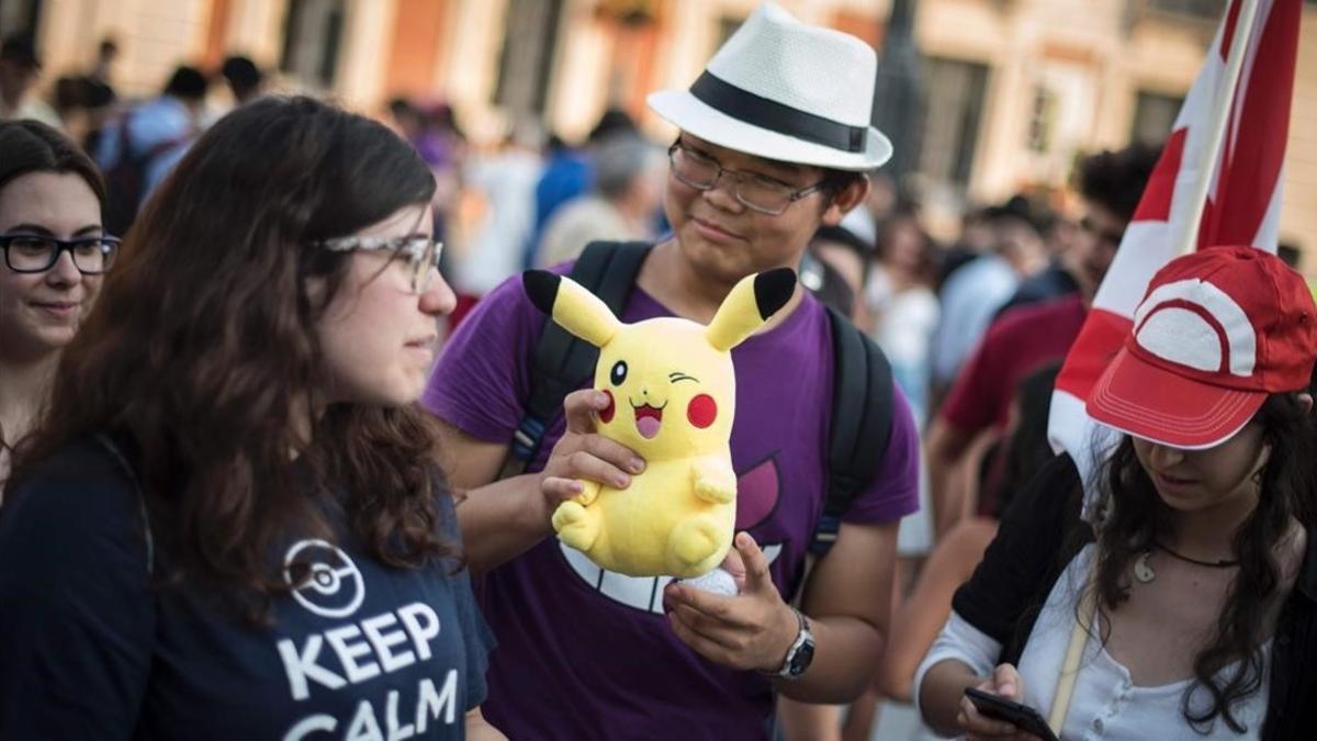 Encuentro de usuarios de Pokemon Go en Madrid, la semana pasada.