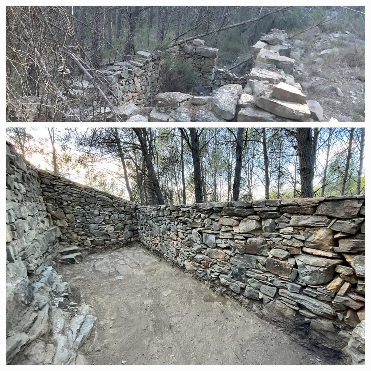 Han restaurado el refugio de piedra en seco de la senda de los Lirios.