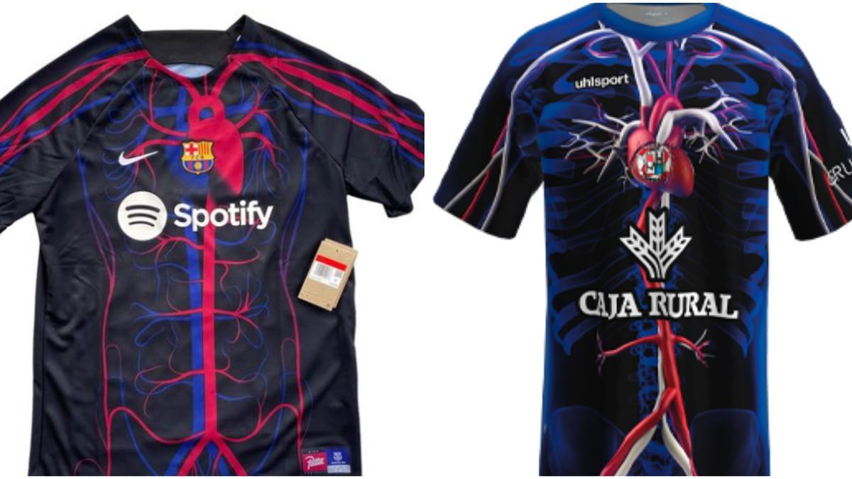 Camiseta anatómica del Barça a la izquierda y equipación del Zamora CF a la derecha