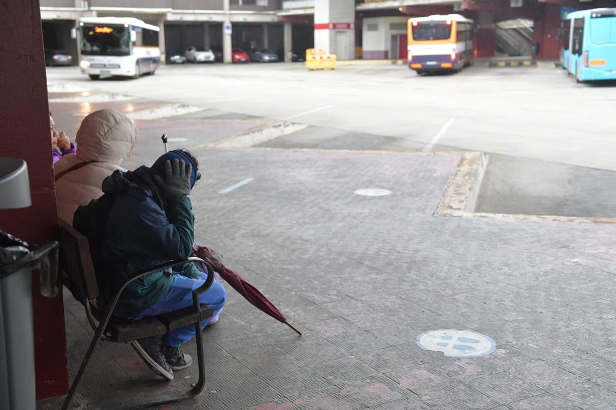 Estación de buses de A Coruña en una de las jornadas de huelga.