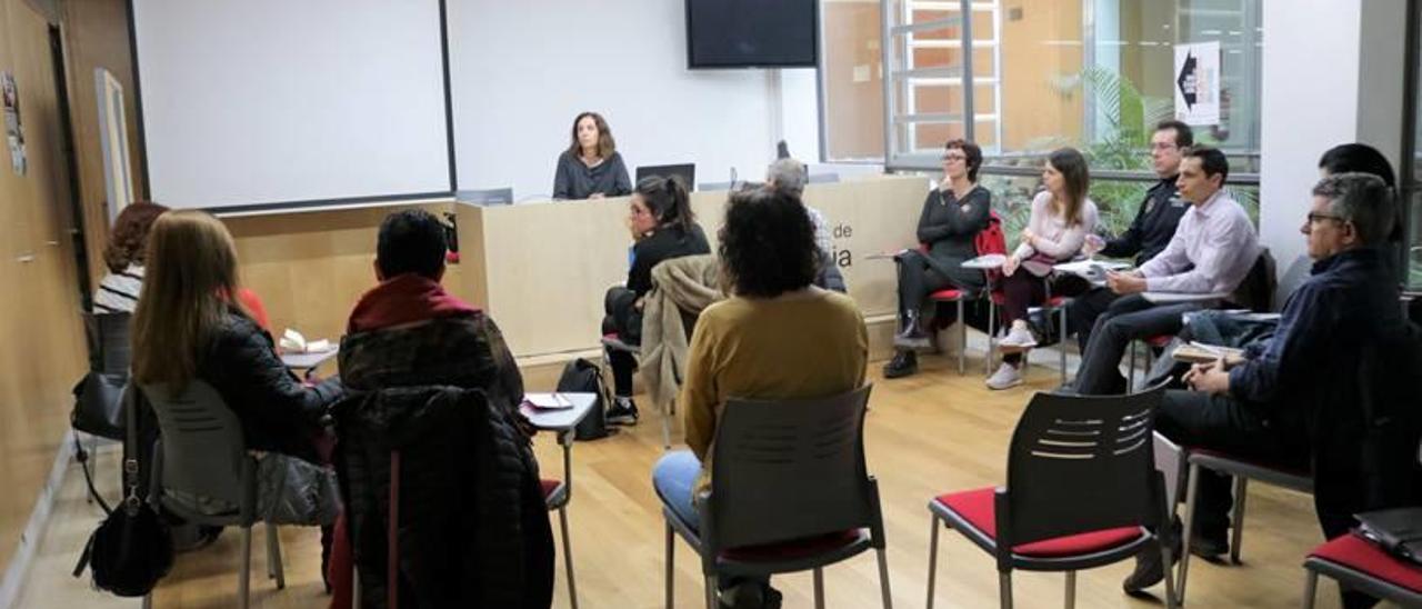 La representante de la Fundación Apip-Acam en la reunión del equipo multidisciplinar.