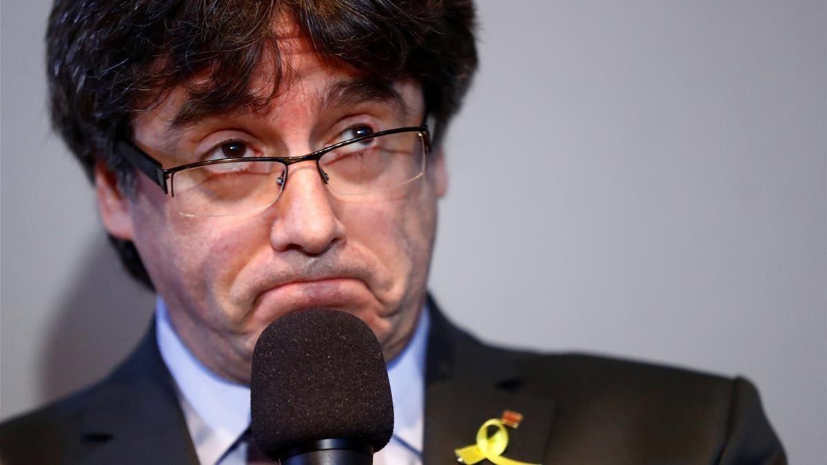 Carles Puigdemont, en una rueda de prensa en Berlín.