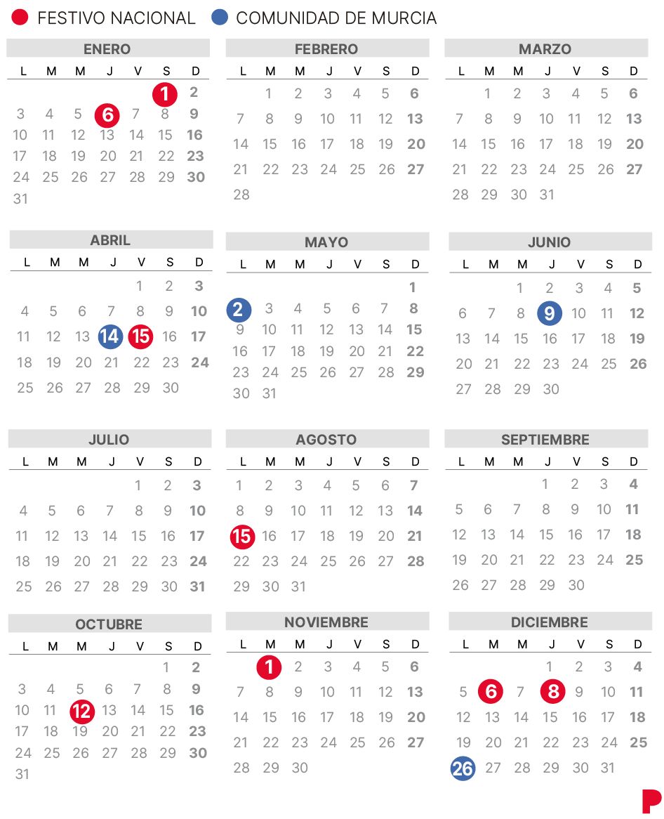 Calendario laboral Murcia 2022