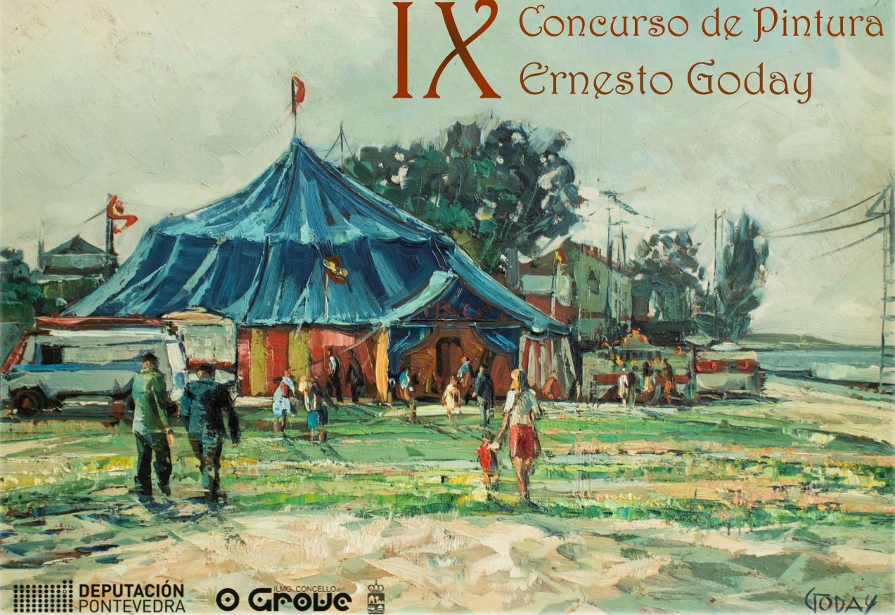 La convocatoria del concurso pictórico, sobre una fotografía de una obra de Ernesto Goday cedida por su familia.