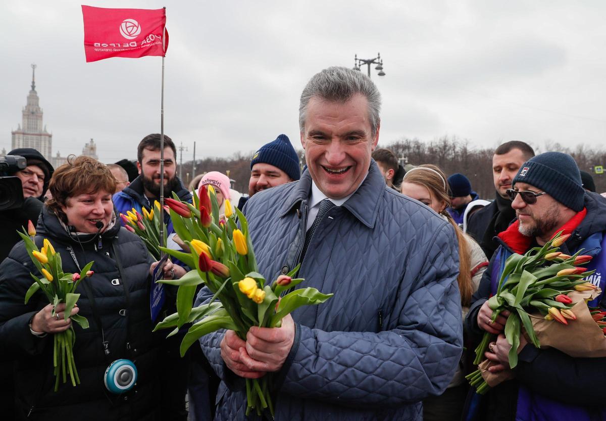 El líder del ultranacionalista Partido Liberal Democrático de Rusia, Leonid Slutski, el pasado 8 de marzo en un acto con motivo del Día Internacional de la Mujer.