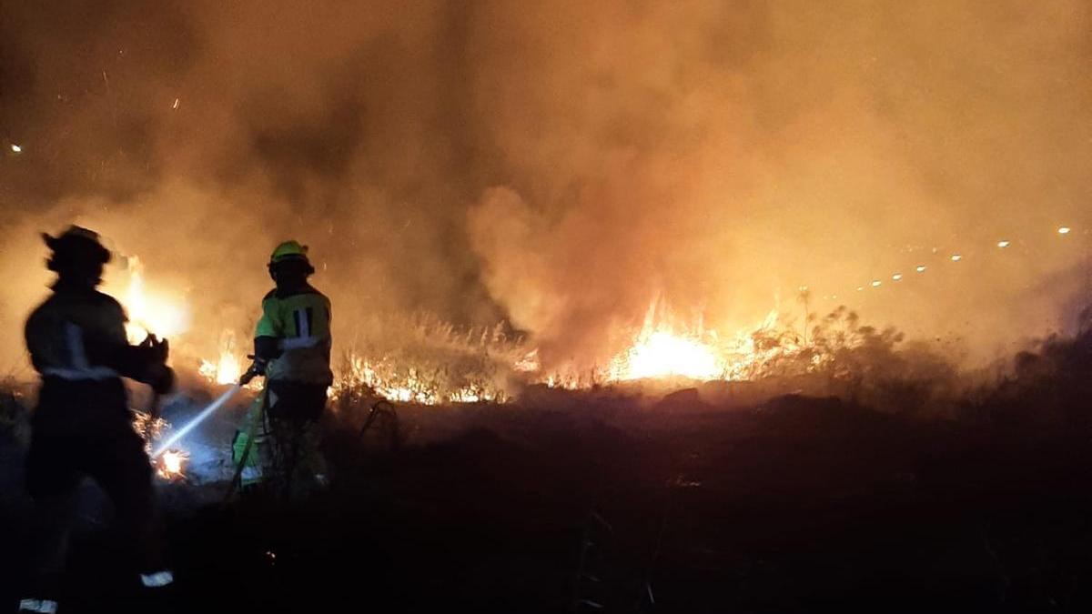 Incendio de pastos en Plasencia con el 'modus operandi' de años anteriores: de noche y con viento.