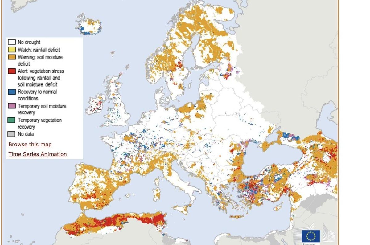 España dominada por el déficit de humedad del suelo