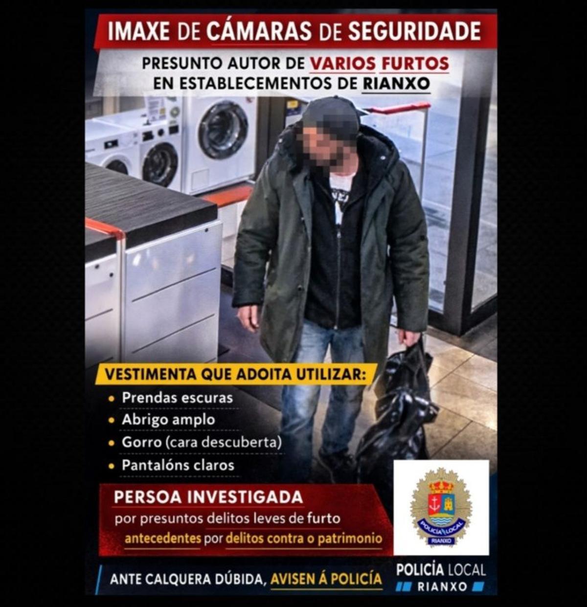 Cartel distribuido por la Policía Local de Rianxo.