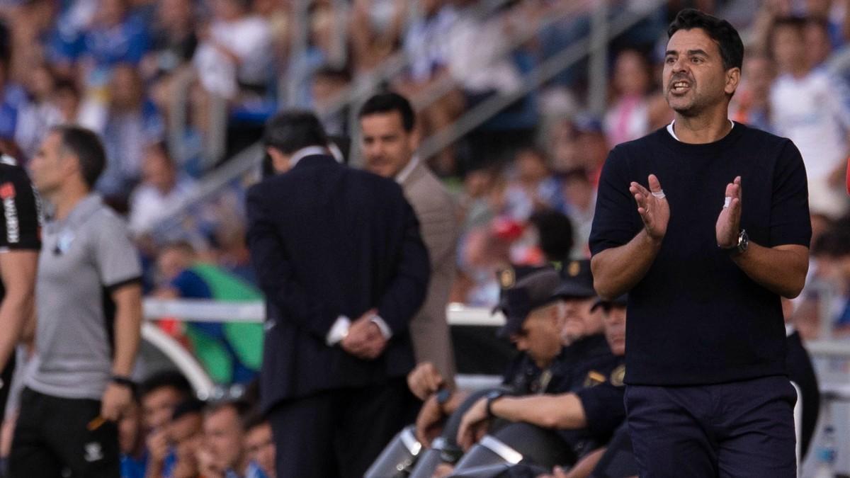 Míchel durante el partido ante el Tenerife