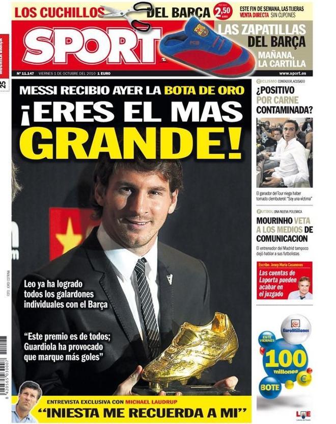 2010 - Leo Messi conquista su primera Bota de Oro