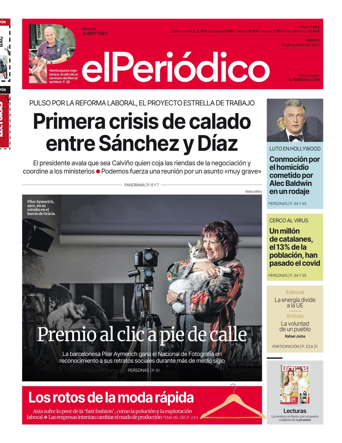 La portada d’EL PERIÓDICO del 23 d’octubre del 2021