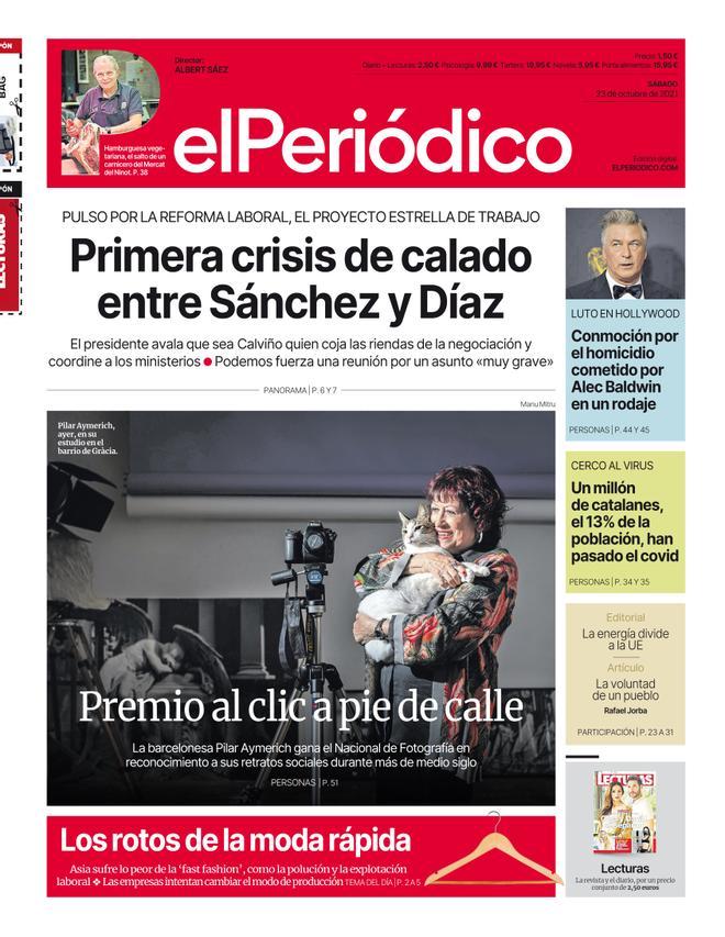 La portada d’EL PERIÓDICO del 23 d’octubre del 2021