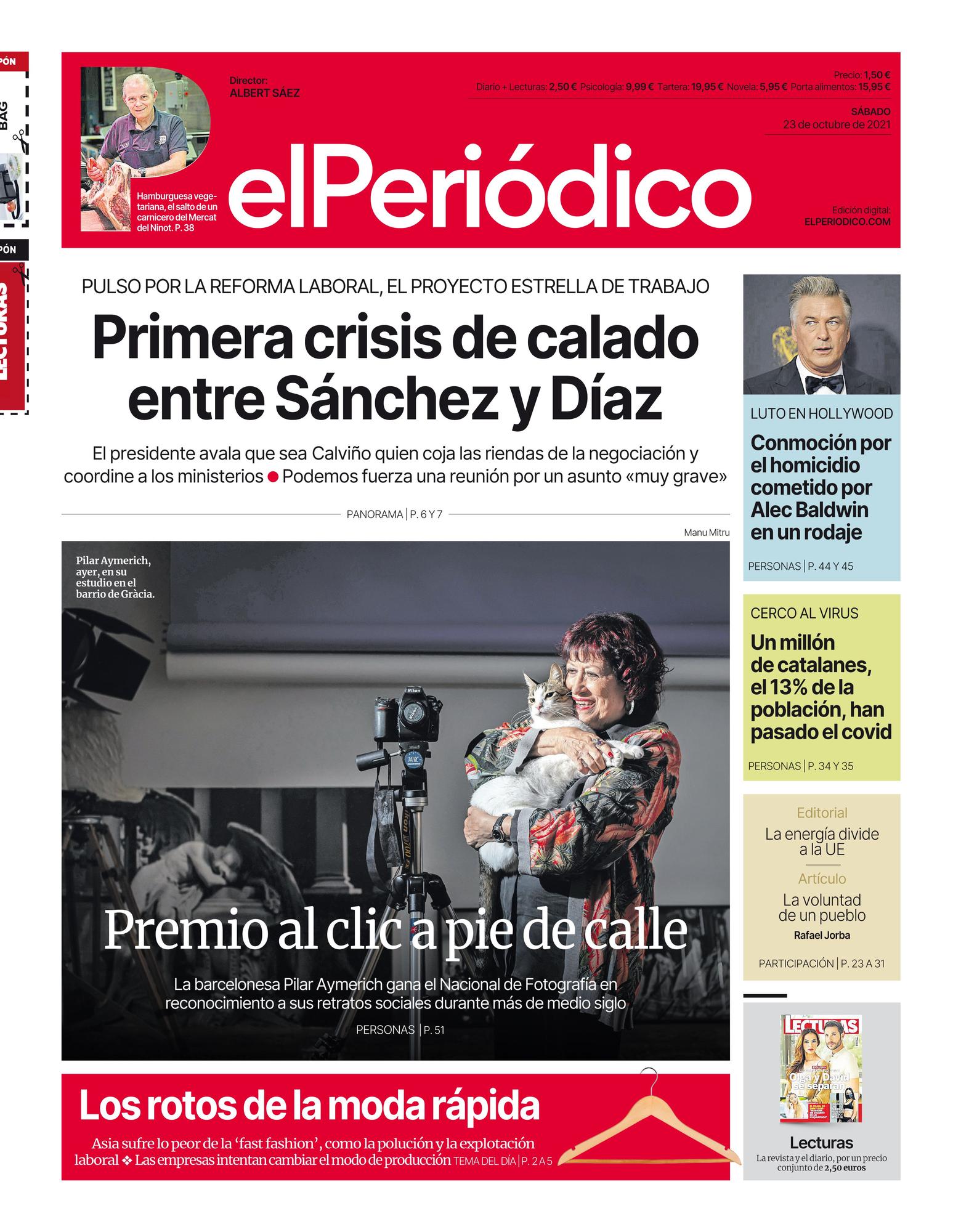 La portada de EL PERIÓDICO del 23 de octubre de 2021