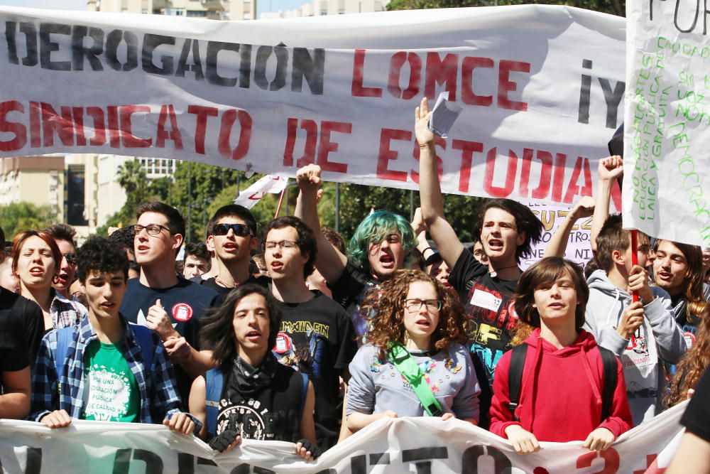 En la segunda de las dos jornadas de huelga, los jóvenes de la capital protagonizan una marcha hasta el Rectorado