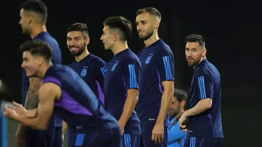 Messi, en el entrenamiento de Argentina