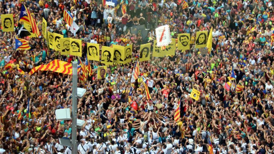 Vista de la manifestació d&#039;aquest 18 d&#039;octubre a Barcelona