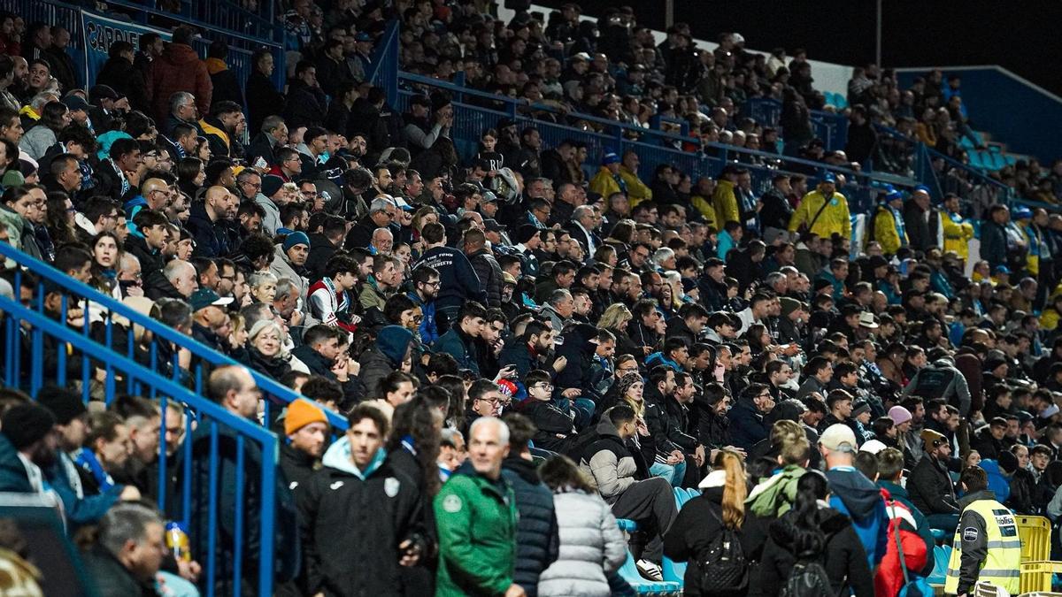La grada del Estadi Balear, en el partido ante el Espanyol de Copa del Rey.