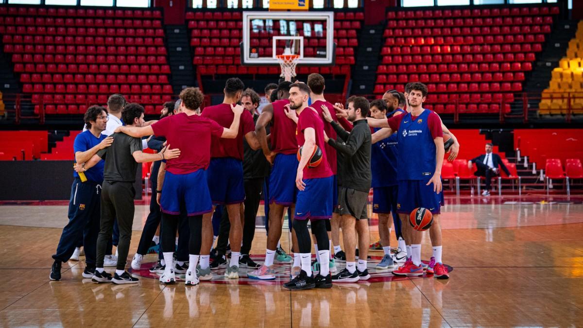 Los azulgranas, durante un entrenamiento