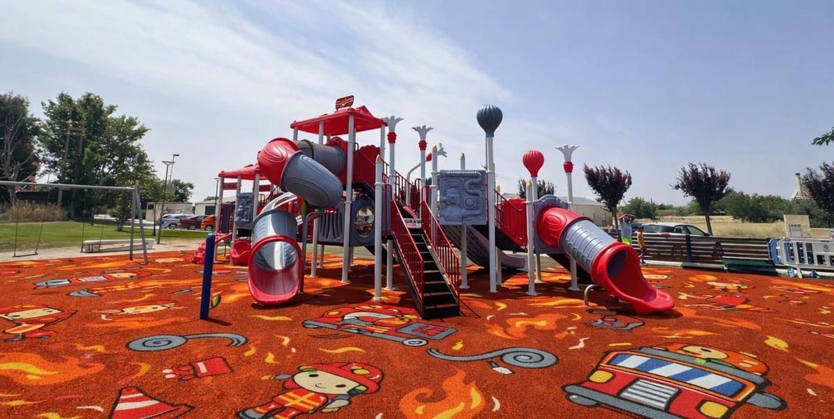 Recreación de cómo va a quedar el juego infantil del parque José Manuel Tornos, del barrio de Planillas.