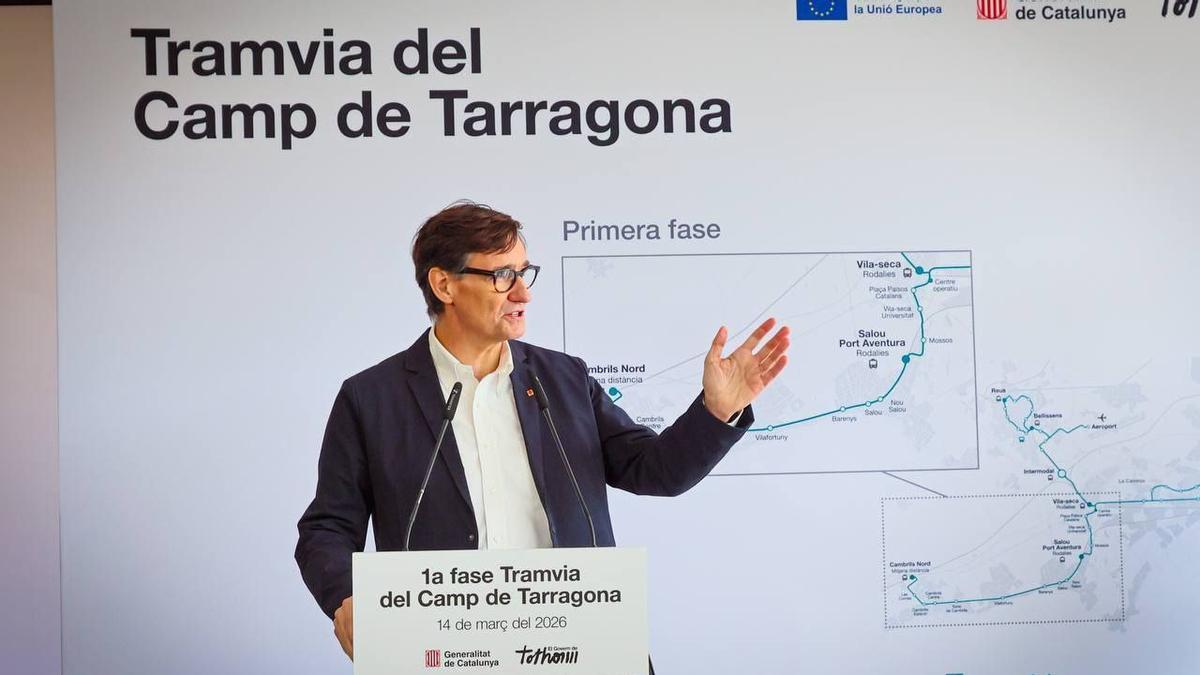 El president Salvador Illa visita las obras de la primera fase del TramCamp de Tarragona.