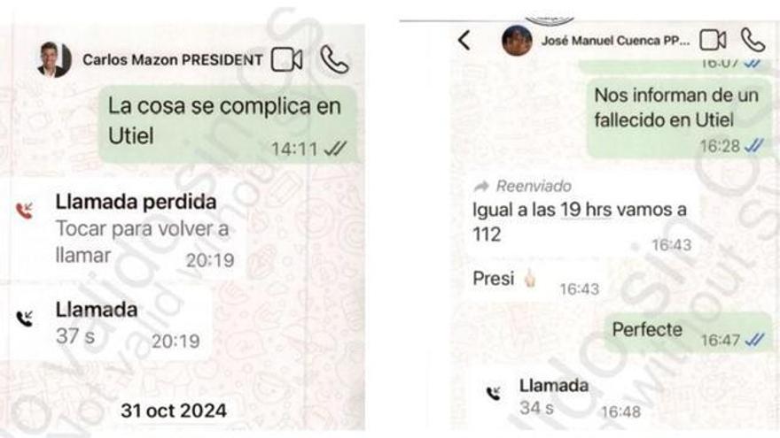 Los mensajes de Pradas a Mazón el día de la dana.