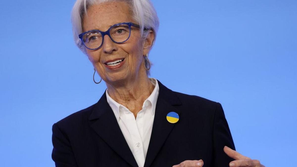 Christine Lagarde (BCE), durant la roda de premsa. | EFE