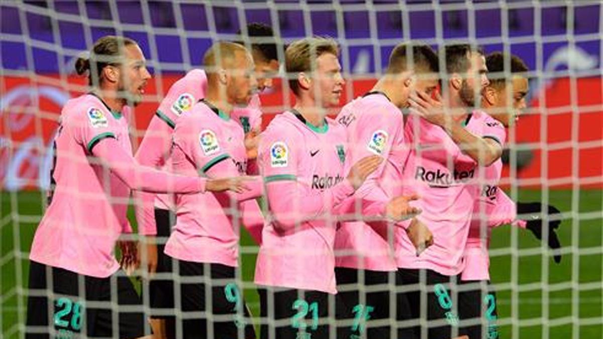 El Barça celebró tres goles en Valladolid