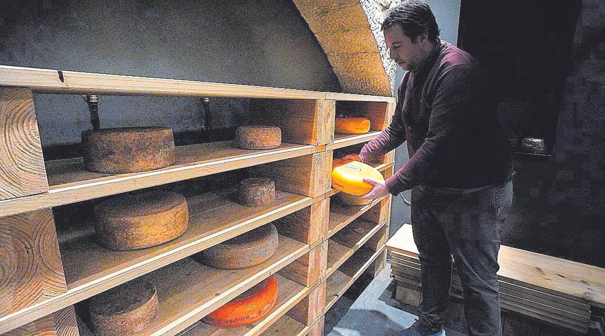 Els formatges, madurant-se a la cava de maduració pròpia del restaurant La Simfonia.