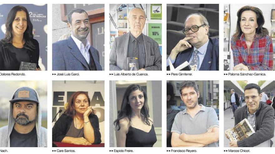 Pere Gimferrer, Garci, Care Santos y Dolores Redondo, en la feria del libro de Badajoz