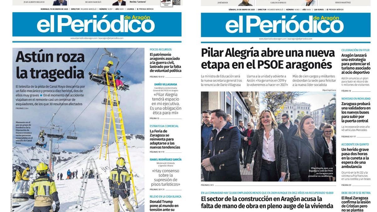Del apagón a la muerte de Lambán: las portadas más significativas del 2025