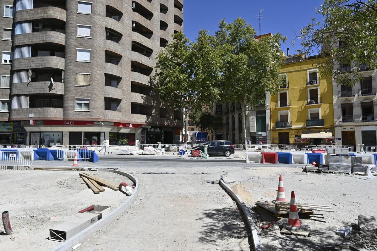 Estado de las obras de la plaza San Miguel de Zaragoza.