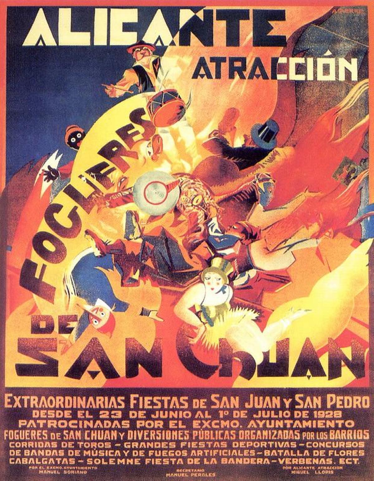 Cartel de las Hogueras de San Juan de 1928.