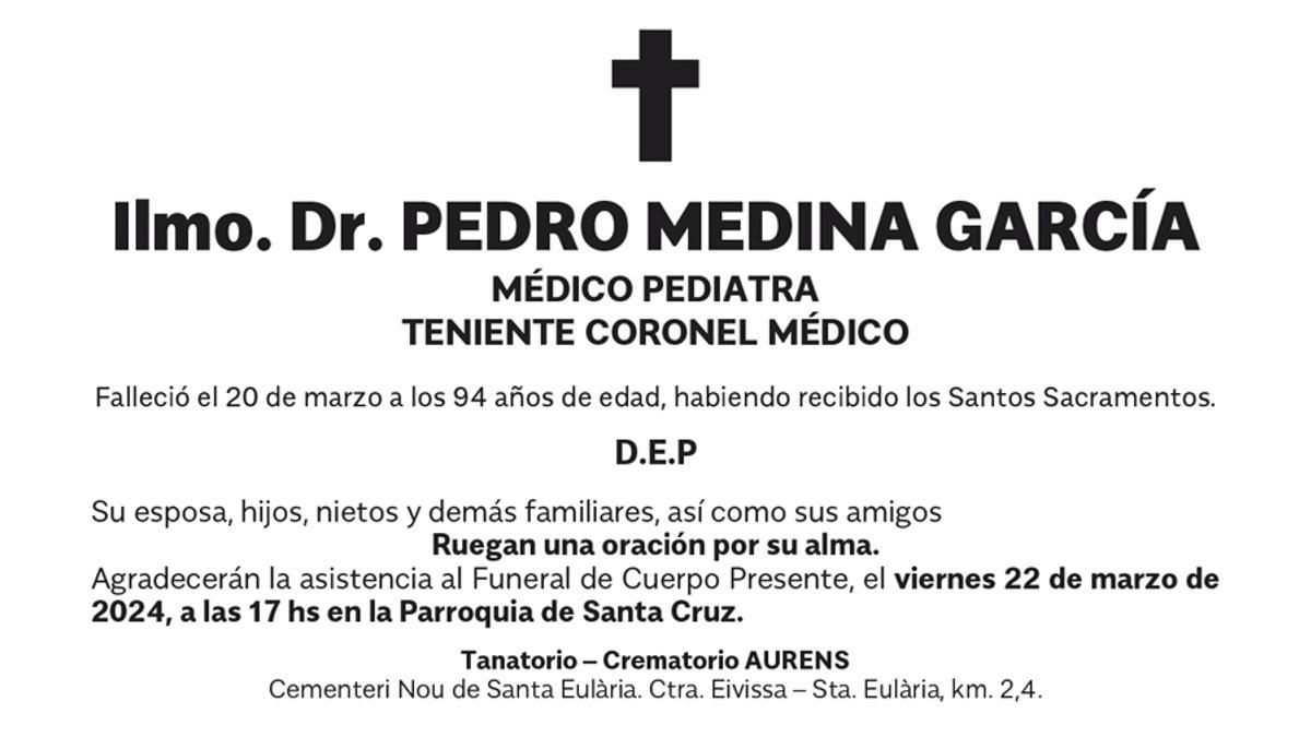 Esquela Ilmo. Dr. Pedro Medina García