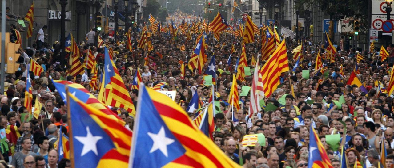 Imatge d&#039;arxiu d&#039;una manifestació per la Diada a Barcelona