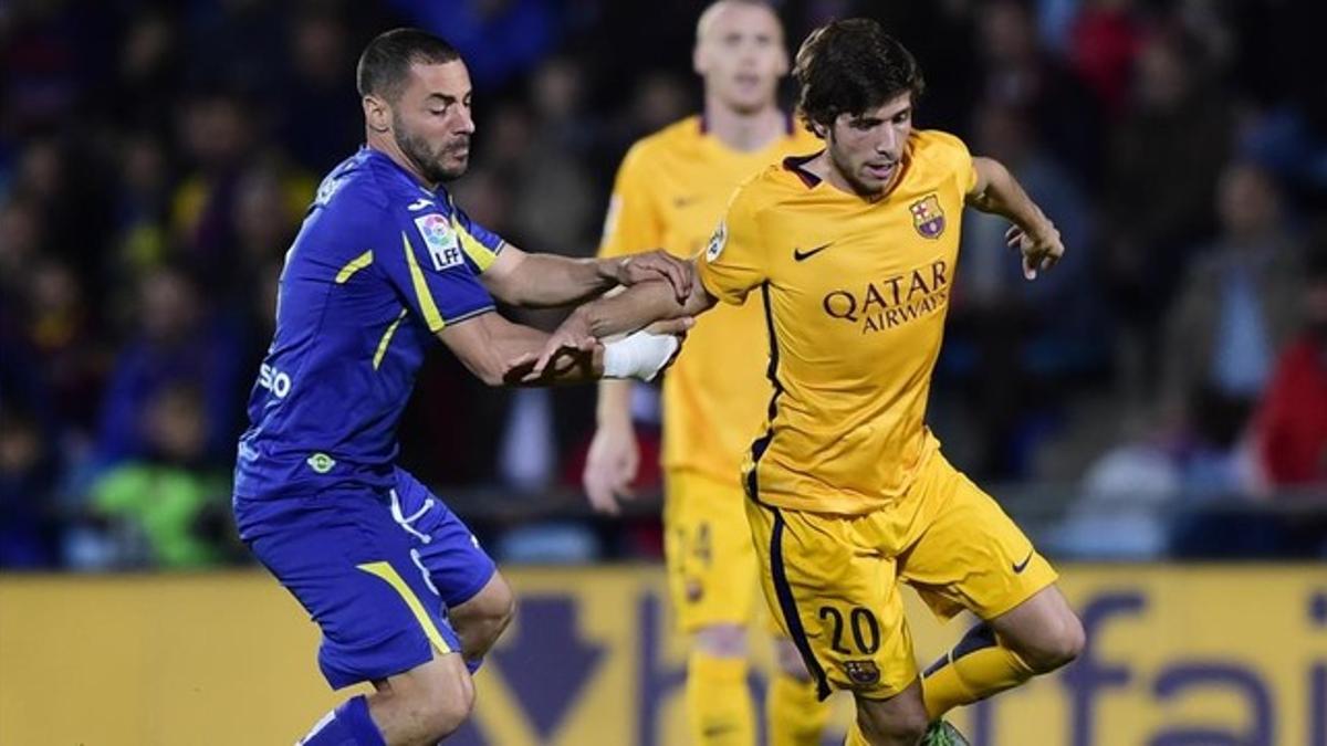 Medhi Lacen, durante un encuentro ante el Barça