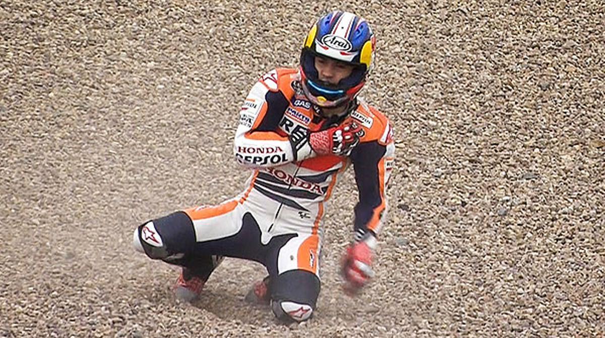 L’aparatós accident sofert pel líder de MotoGP en els assajos del Gran Premi d’Alemanya, a Sachsenring.