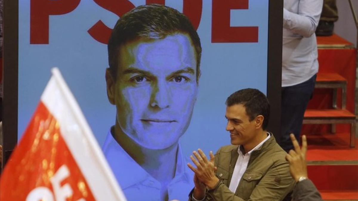 Pedro Sánchez, durante el mitin de arranque de campaña, el pasado viernes en Getafe (Madrid).