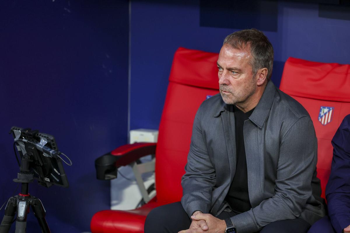 Hansi Flick, en el banquillo del Metropolitano en UEFA Champions League