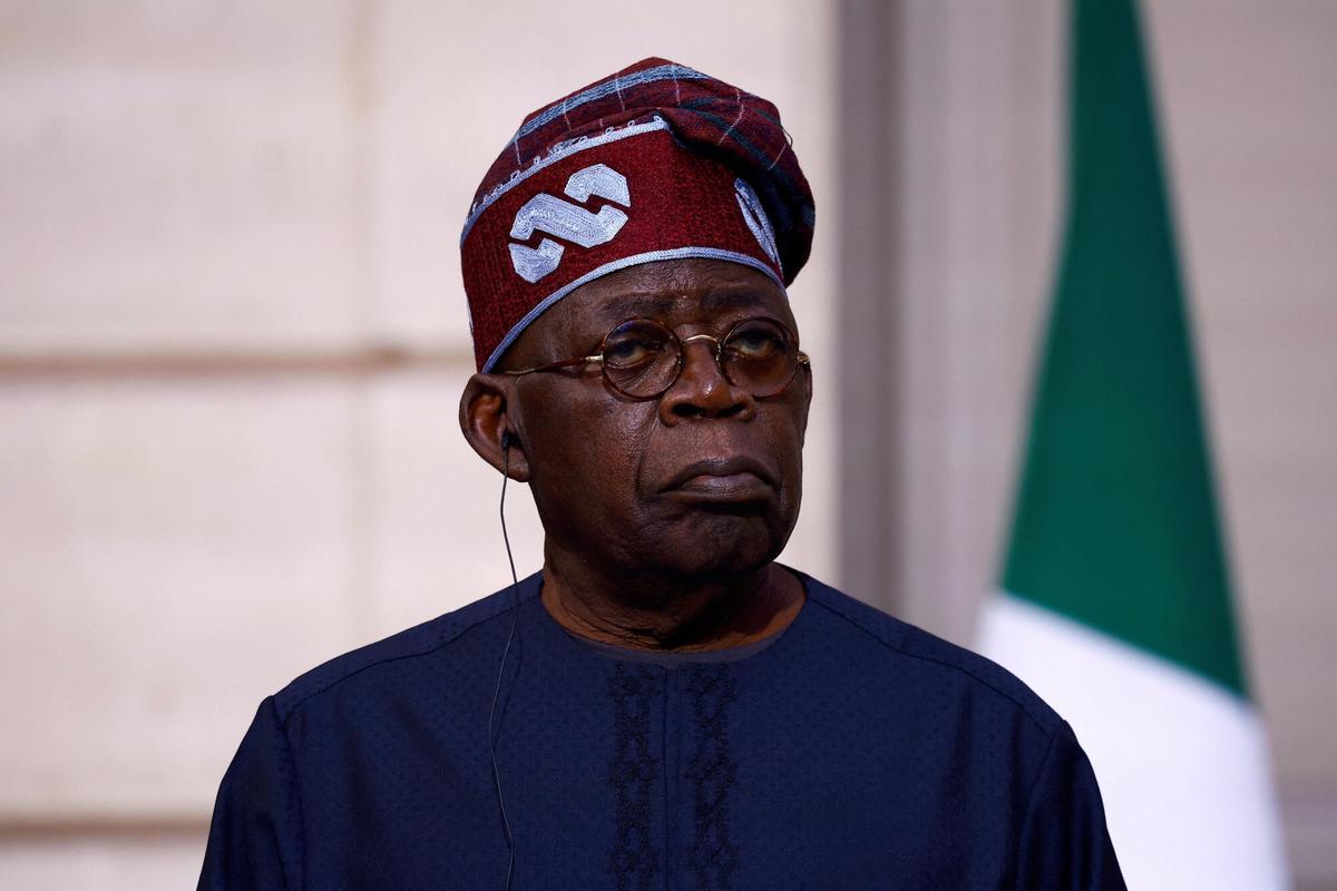 El presidente de Nigeria, Bola Ahmed Tinubu, el 28 de noviembre de 2024 durante una visita de Estado a París