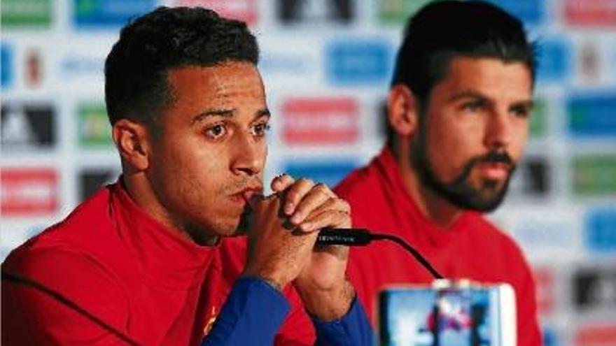 Thiago i Nolito van ser els jugadors de la selecció espanyola que ahir van atendre els mitjans.