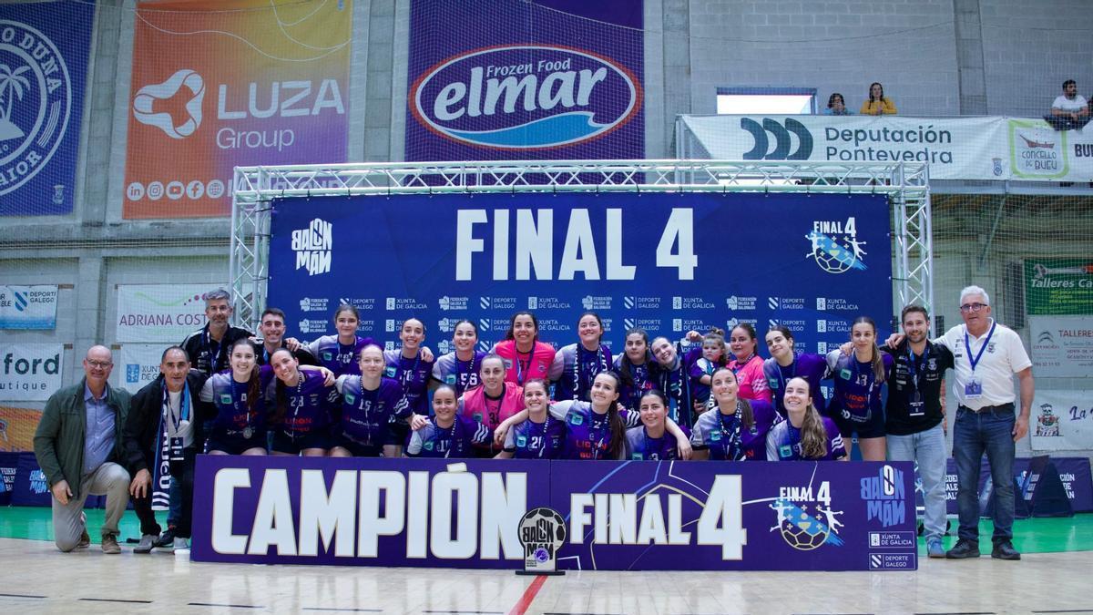 El Lirón Store Mareiras Bueu, equipo campeón de la Final Four de ascenso a Primera Autonómica femenina.