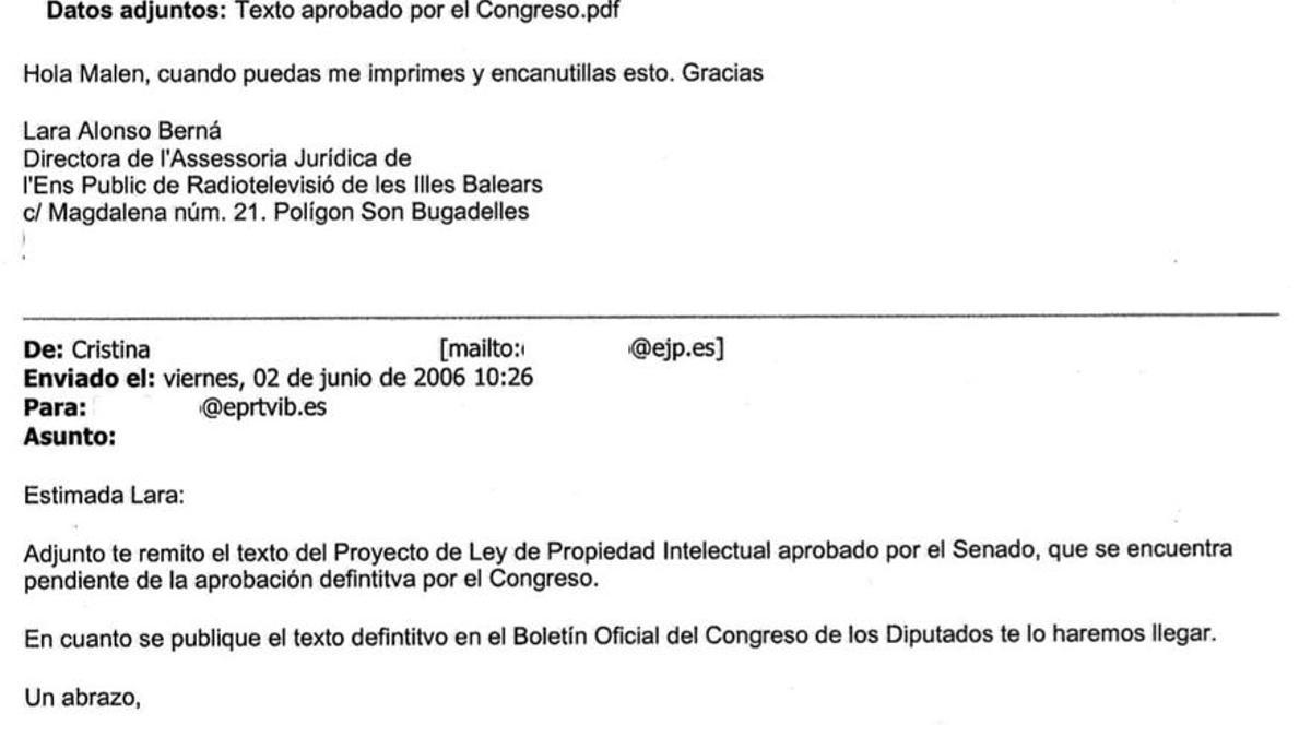 Segundo correo electrónico de Enrique Arnaldo.